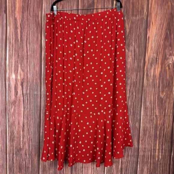 Skies are Blue Curvy Louisa Faux Wrap Midi Skirt Red Floral Sz 2X NWT Stitch Fix - Picture 6 of 6
